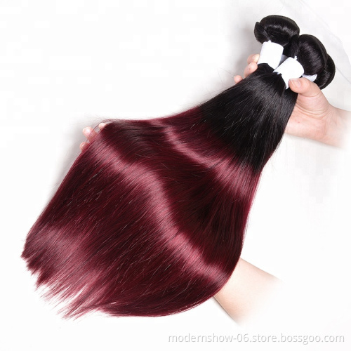 Modern Show Ombre Hair Extensions Wholesale Very Cheap  Brazilian Virgin Human Hair 1B/99J Straight Hair Extensions